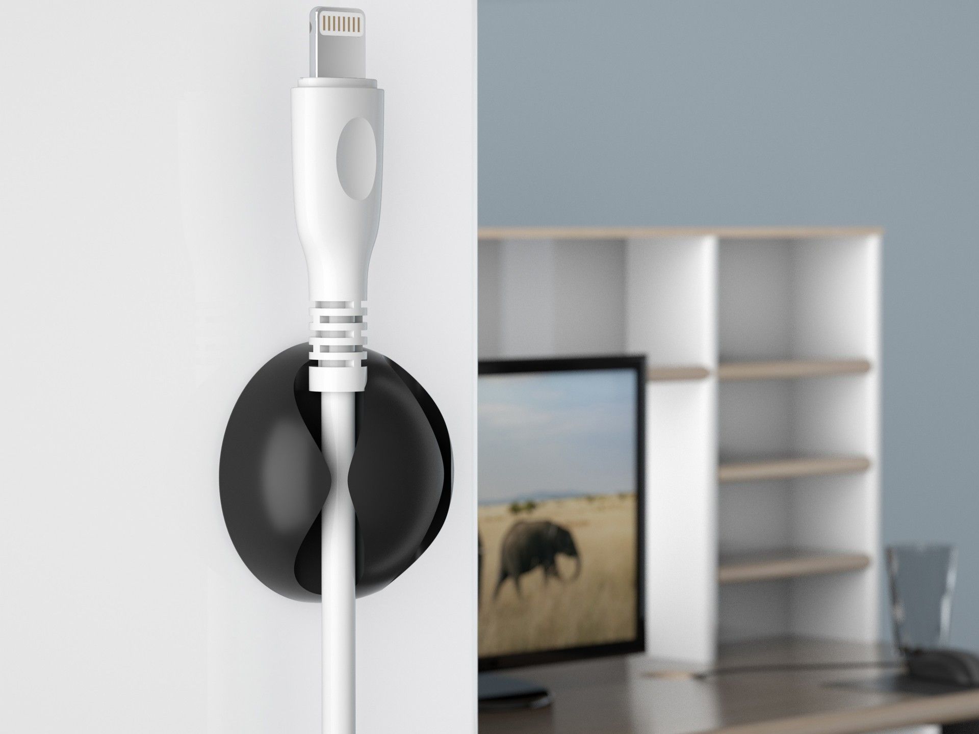 Techancy TZ6292 Cable Support, Pack of 6, Cable Organizer, Black and White