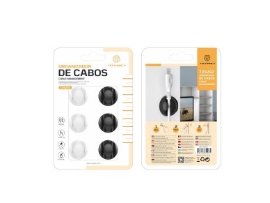 Techancy TZ6292 Cable Support, Pack of 6, Cable Organizer, Black and White