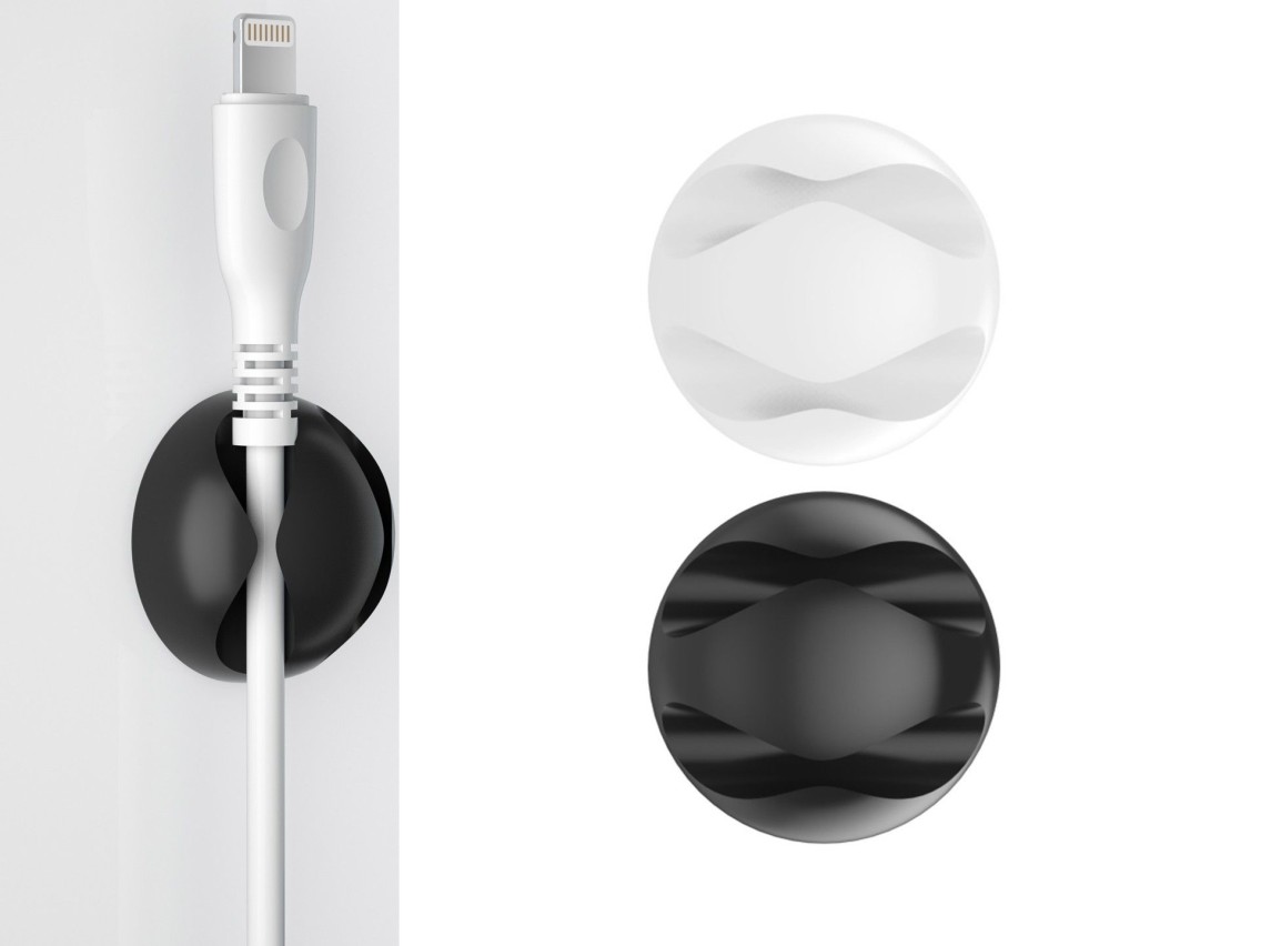Techancy TZ6292 Cable Support, Pack of 6, Cable Organizer, Black and White
