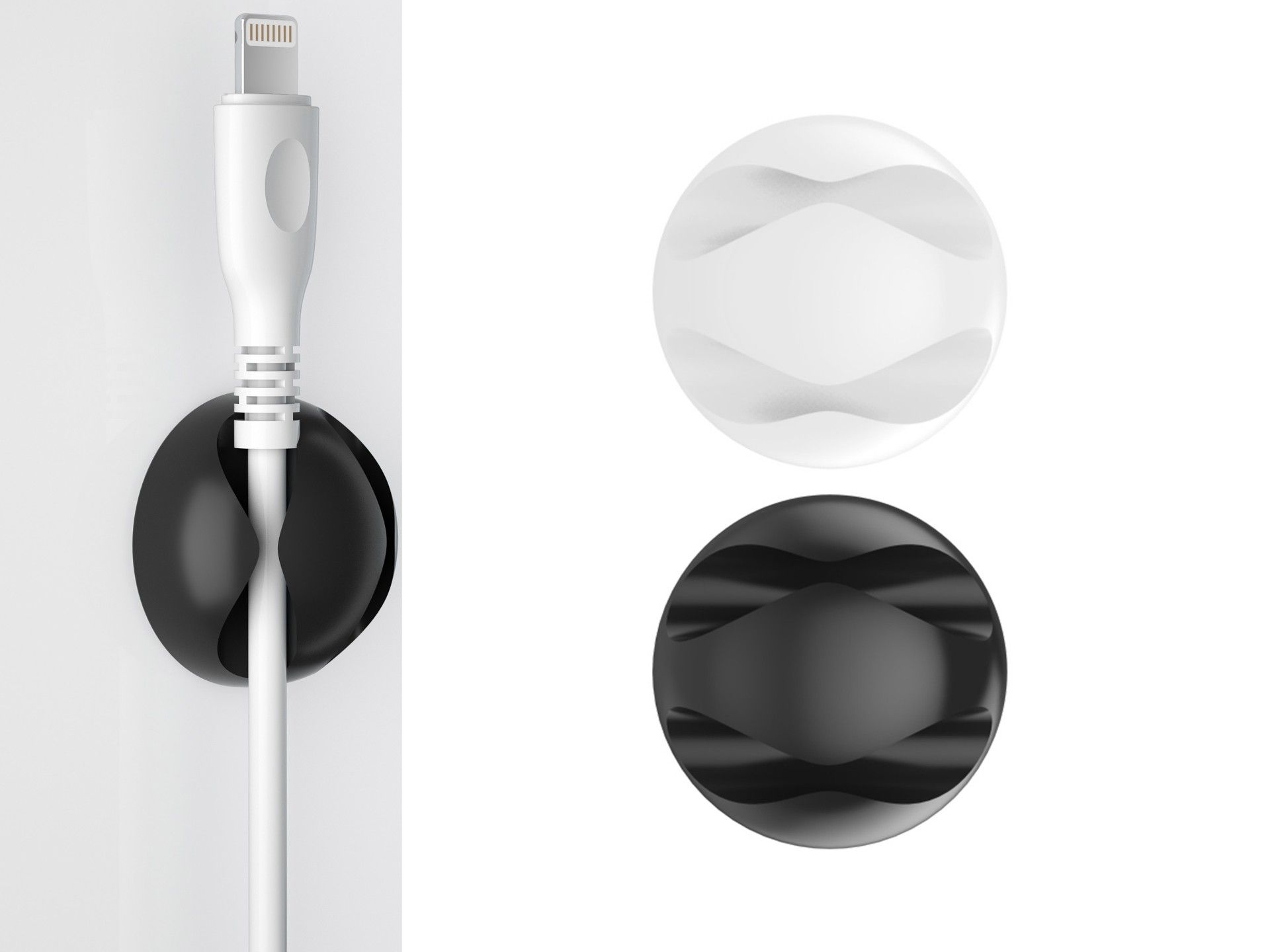 Techancy TZ6292 Cable Support, Pack of 6, Cable Organizer, Black and White