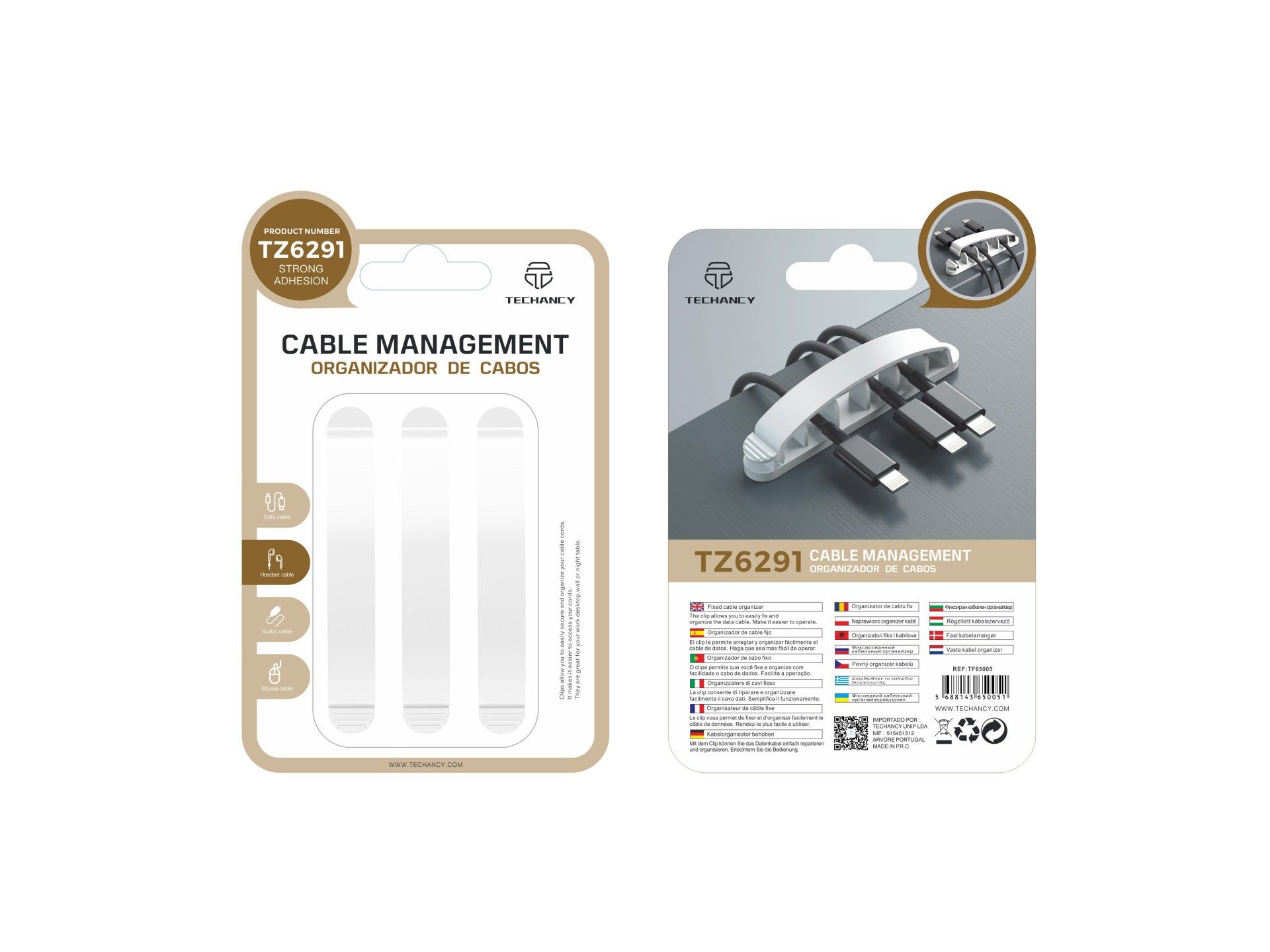 Suporte para cabos Techancy, TZ6291, embalagem com 3 unidades, prático para abrir e fechar para guar