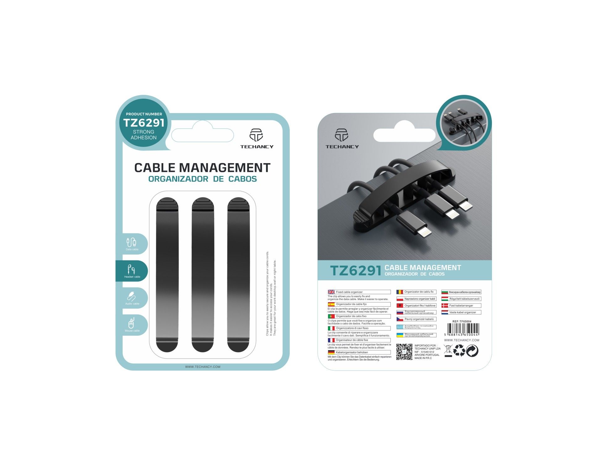 Suporte para cabos Techancy, TZ6291, embalagem com 3 unidades, prático para abrir e fechar para guar