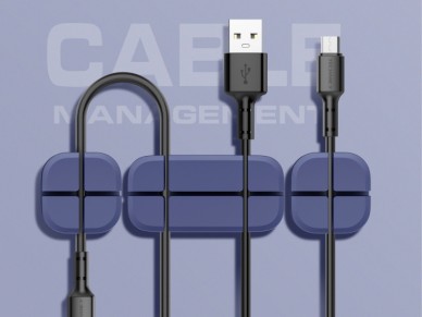 Techancy cable organizer, TZ6290, pack of 3, organizes cables neatly to keep your desk tidy, blue.
