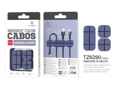 Techancy cable organizer, TZ6290, pack of 3, organizes cables neatly to keep your desk tidy, blue.