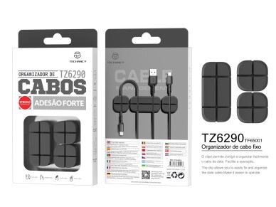 Techancy cable organizer, TZ6290, pack of 3, keeps cables organized to keep your desk tidy, black.