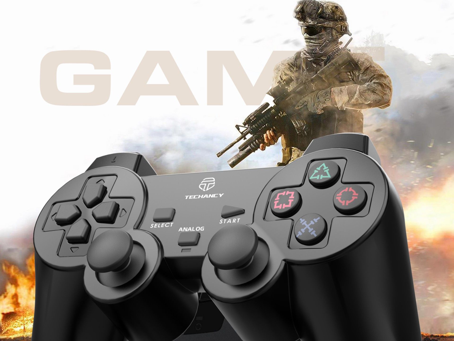Techancy TX1700 Wired PC Gaming Controller with Vibration Feedback and Dual Joysticks, Black