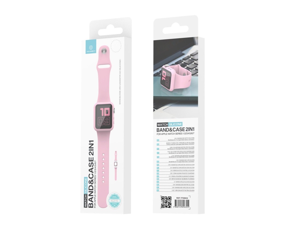 Correa de silicona Techancy KC2115 con protector de pantalla, compatible con Apple Watch de 45 mm, c