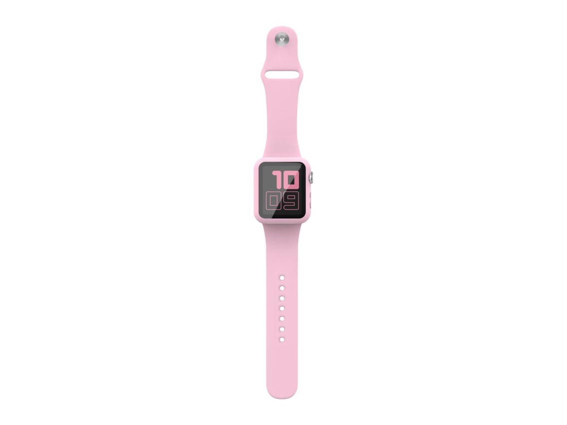 Techancy KC2115 Silicone Watch Band with Screen Protector, Compatible with Apple Watch 45mm, Pink