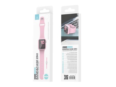 Techancy KC2115 Silicone Watch Band with Screen Protector, Compatible with Apple Watch 42mm, Pink