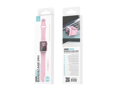 Techancy KC2115 Silicone Watch Band with Screen Protector, Compatible with Apple Watch 41mm, Pink