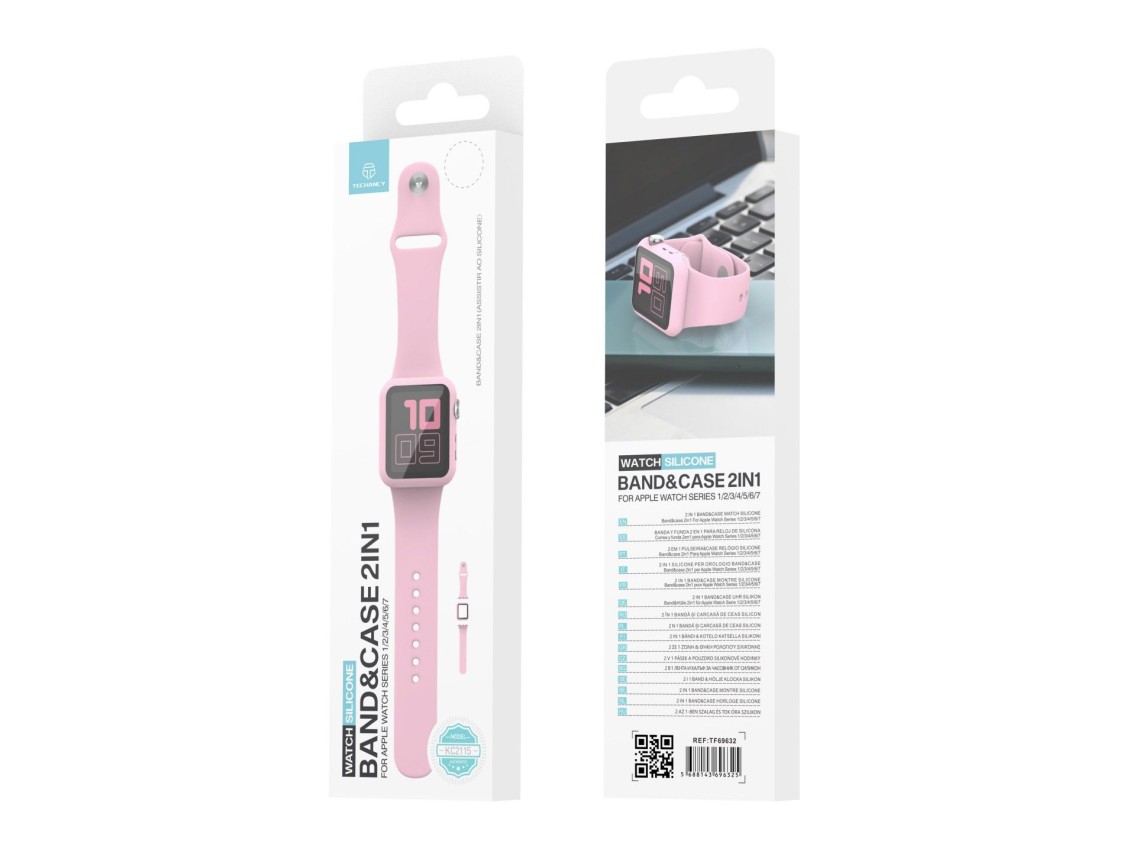 Pulseira de silicone para relógio Techancy, KC2115, com protetor de ecrã, compatível com Apple Watch
