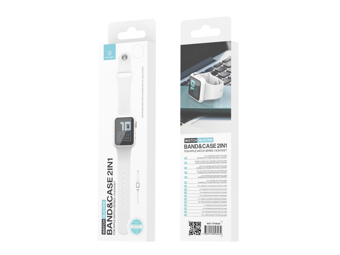 Pulseira de silicone para relógio Techancy, KC2115, com protetor de ecrã, compatível com Apple Watch