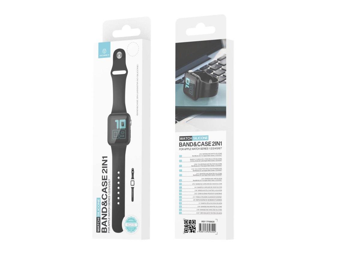 Pulseira de silicone para relógio Techancy, KC2115, com protetor de ecrã, compatível com Apple Watch