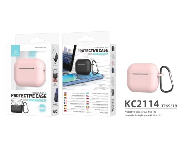 Techancy KC2114 silicone earphone case, compatible with 3rd generation AirPods, pink. Techancy KC2114 silicone earphone case, compatible with 3rd generation AirPods, pink.