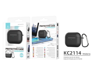 Funda protectora de silicona Techancy KC2114 para auriculares, compatible con AirPods de 3.ª generac Funda protectora de silicona Techancy KC2114 para auriculares, compatible con AirPods de 3.ª generac