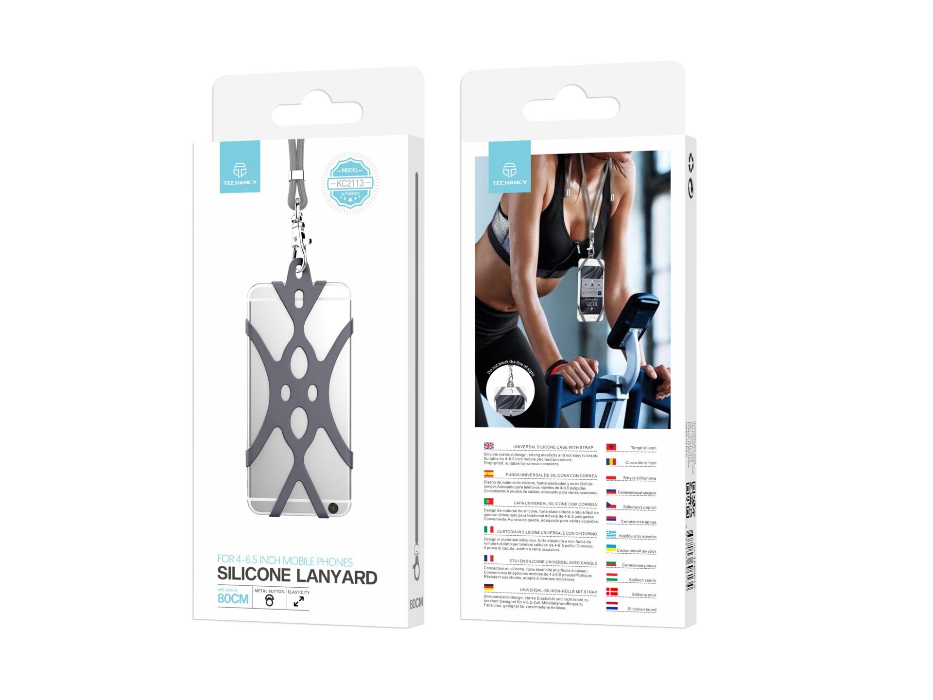 Correio universal de silicone para telemóvel Techancy 80 cm, KC2113, compatível com todos os modelos