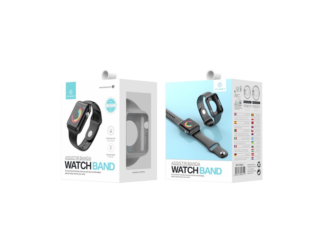 Correa de reloj Techancy KC2112 totalmente adhesiva, compatible con Apple Watch de 42-44 mm, gris