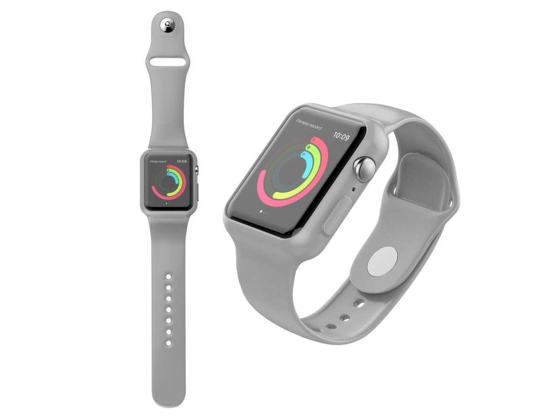 Correa de reloj Techancy KC2112 totalmente adhesiva, compatible con Apple Watch de 42-44 mm, gris