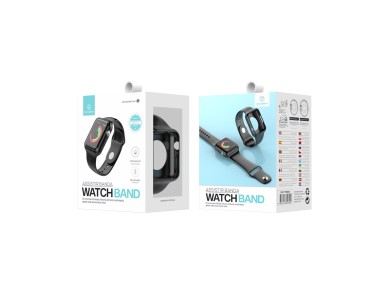 Fully adhesive watch band for Techancy watch, KC2112, compatible with Apple Watch 42-44 mm, Black Fully adhesive watch band for Techancy watch, KC2112, compatible with Apple Watch 42-44 mm, Black