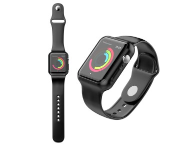 Fully adhesive watch band for Techancy watch, KC2112, compatible with Apple Watch 42-44 mm, Black Fully adhesive watch band for Techancy watch, KC2112, compatible with Apple Watch 42-44 mm, Black