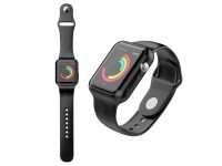 Fully adhesive watch band for Techancy watch, KC2112, compatible with Apple Watch 42-44 mm, Black Fully adhesive watch band for Techancy watch, KC2112, compatible with Apple Watch 42-44 mm, Black