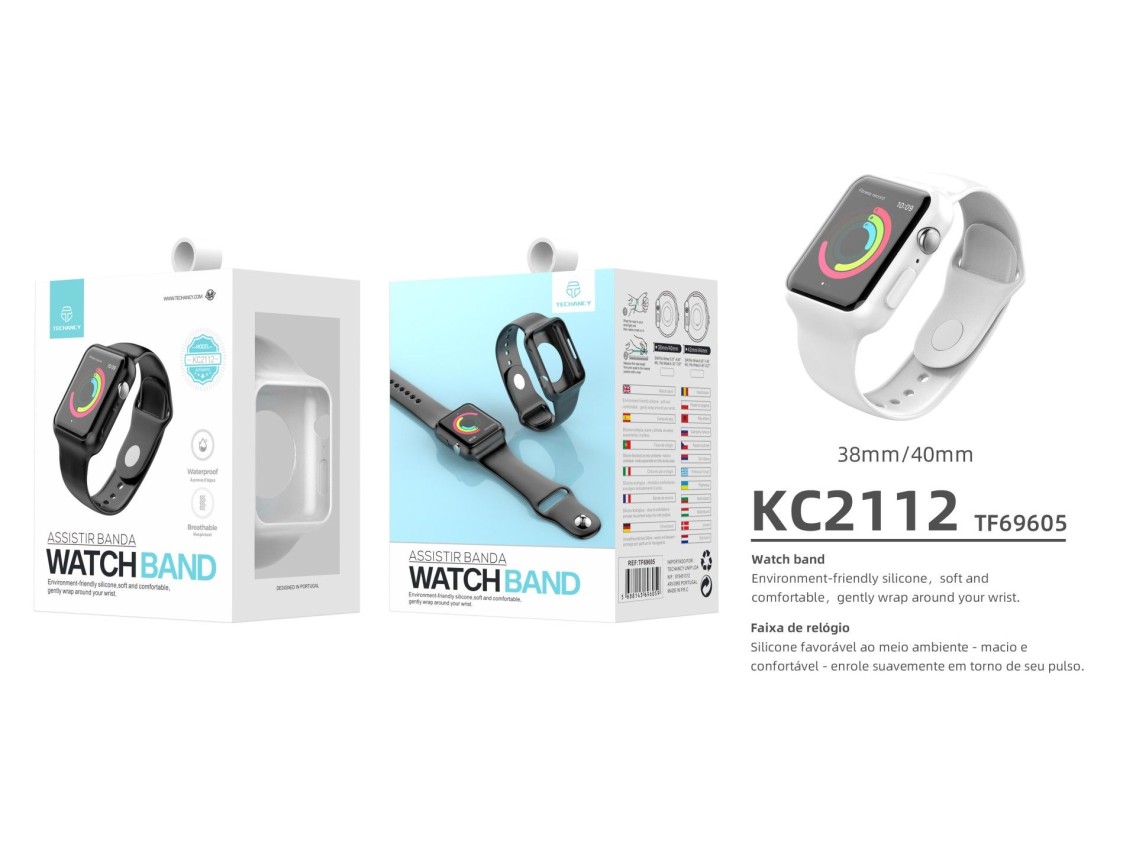 Techancy KC2112 Fully Adhesive Watch Band, Compatible with Apple Watch 38-40 mm, White