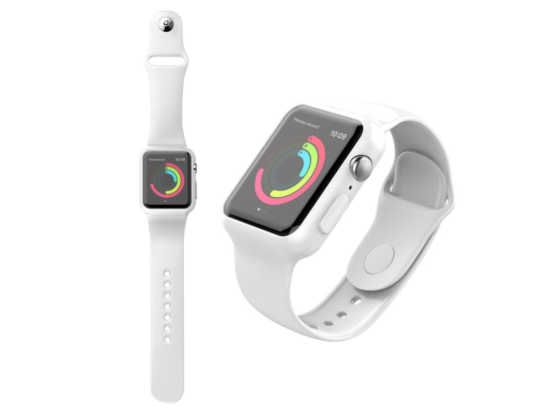 Techancy KC2112 Fully Adhesive Watch Band, Compatible with Apple Watch 38-40 mm, White