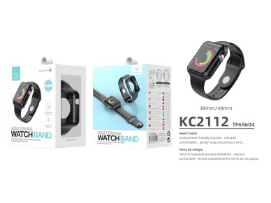 Fully adhesive watch band for Techancy watch, KC2112, compatible with Apple Watch 38-40 mm, Black Fully adhesive watch band for Techancy watch, KC2112, compatible with Apple Watch 38-40 mm, Black