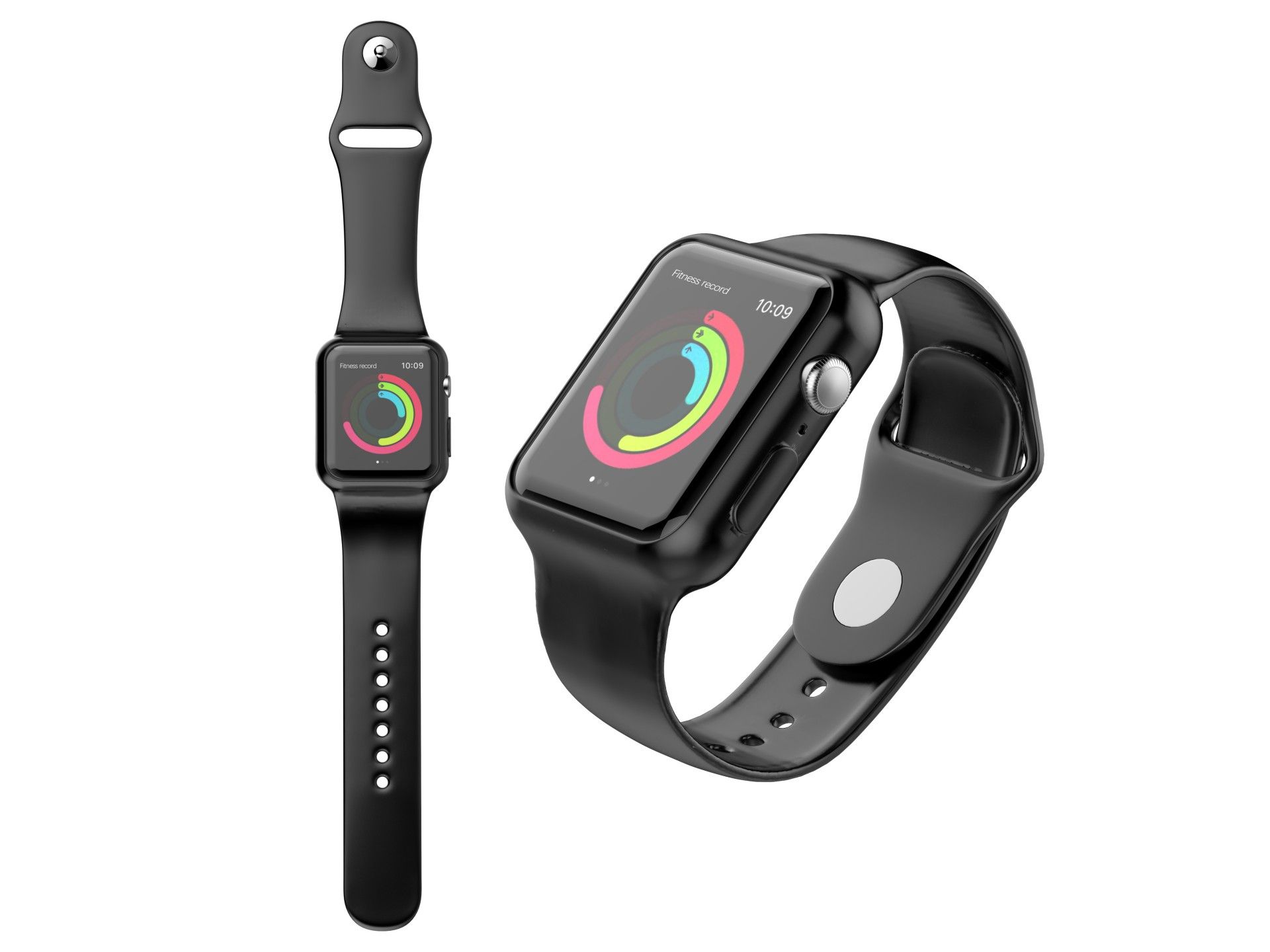 Fully adhesive watch band for Techancy watch, KC2112, compatible with Apple Watch 38-40 mm, Black