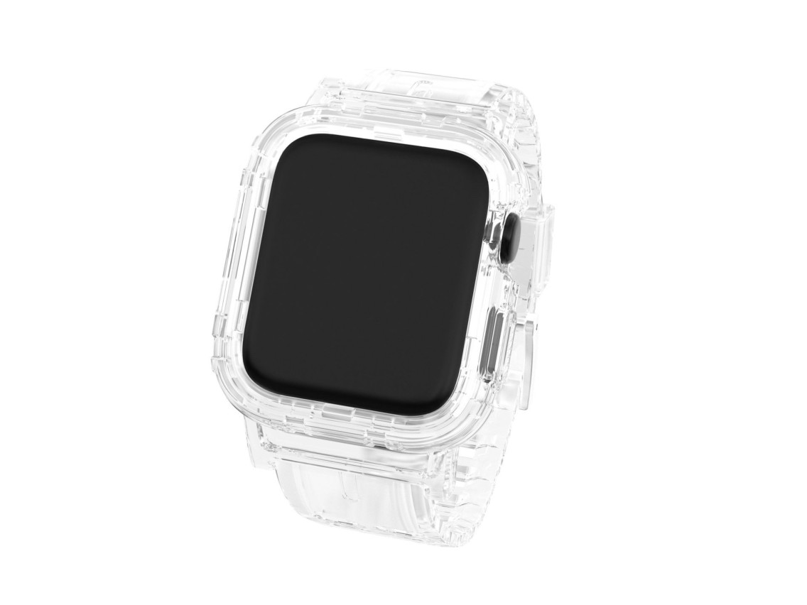 Pulseira de silicone para relógio Techancy, KC2111, compatível com Apple Watch 42-44 mm, cor transpa