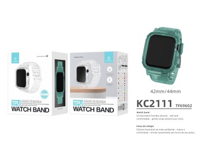 Techancy KC2111 silicone watch band, compatible with Apple Watch 42-44 mm, green. Techancy KC2111 silicone watch band, compatible with Apple Watch 42-44 mm, green.