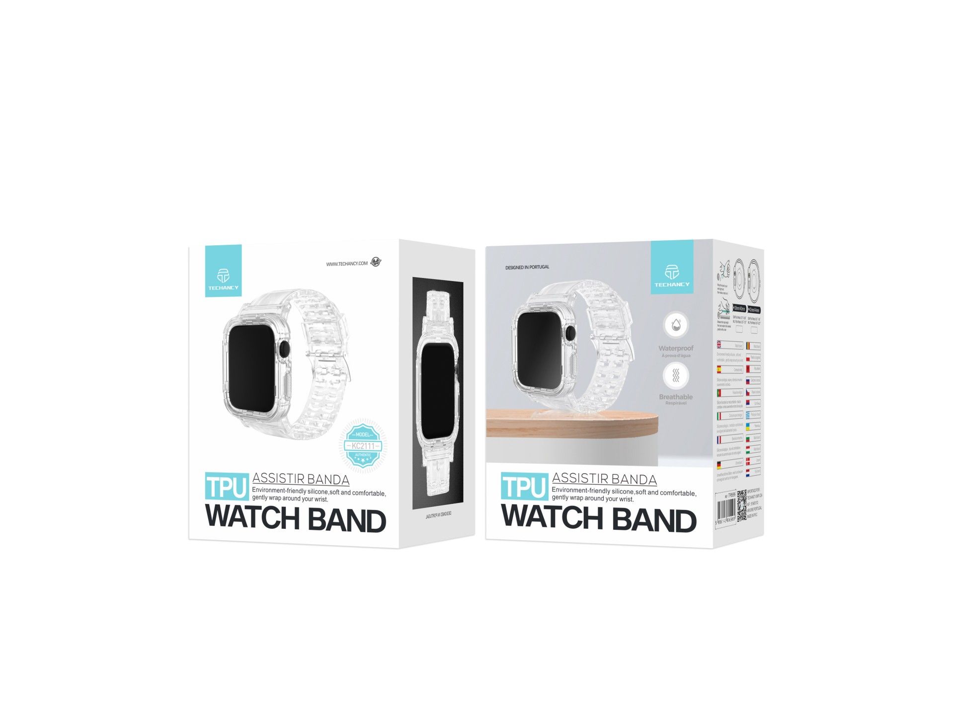 Pulseira de silicone Techancy, KC2111, compatível com Apple Watch 38-40 mm, cor transparente