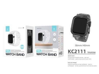 Pulseira de silicone para rel�gio Techancy, KC2111, compat�vel com Apple Watch 38-40 mm, Preto