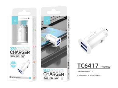 Techancy Carregador De Autom�vel Mini  TC6417, Carregamento 2usb 2.4A, Compat�vel Com Cami�es E Auto