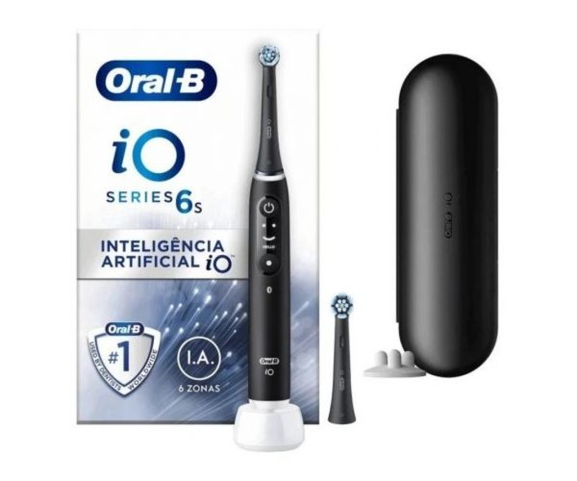 Escova de dentes Braun Oral-B iO 6 / Inclui 2 cabeças de escova de substituição / Preta