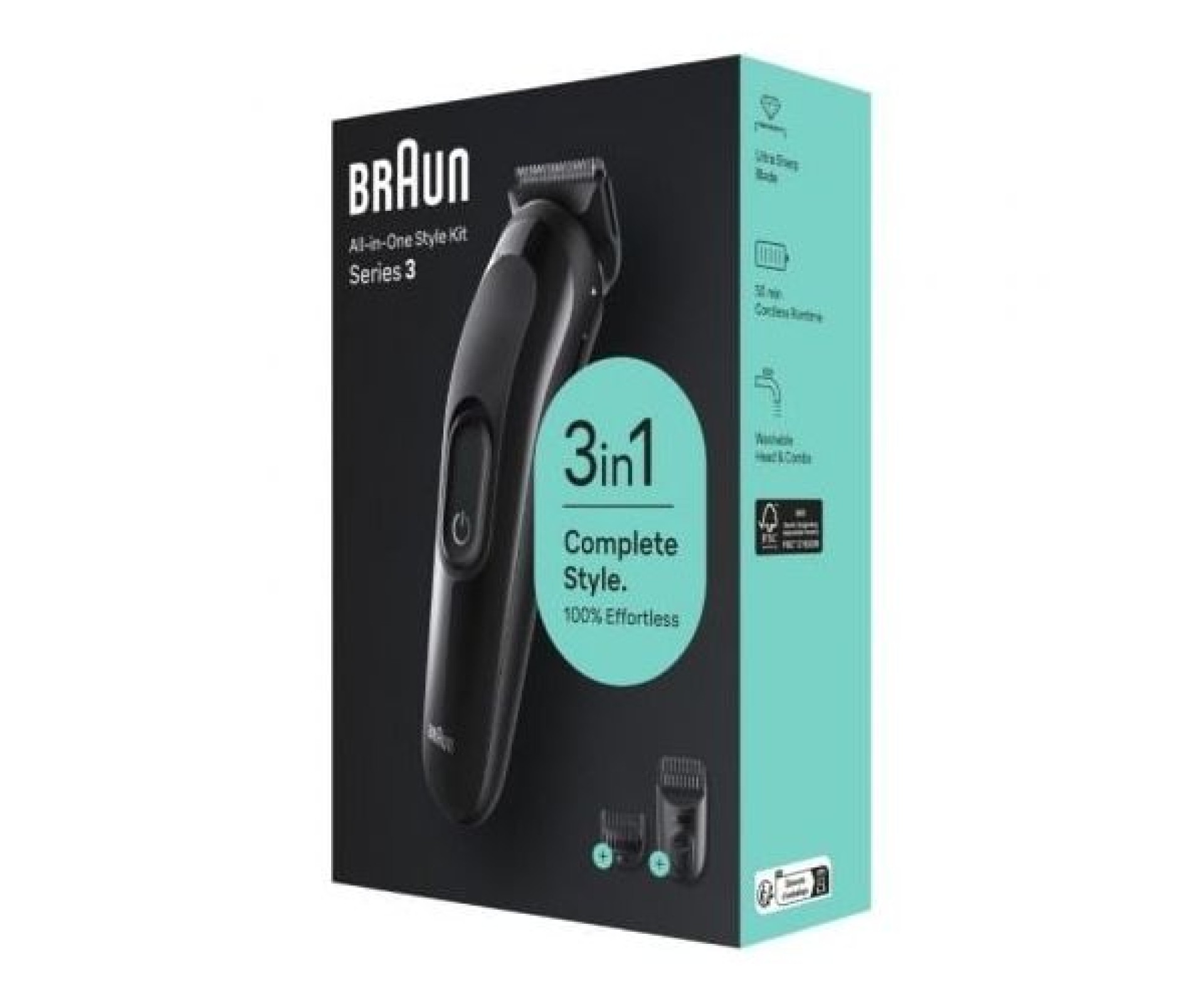 Afeitadora Braun All in One 3 en 1 Style Kit Series 3/ con batería/ 2 Accesorios