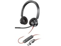 Fones de ouvido Poly Blackwire 3320 para Microsoft Teams, adaptador USB-C + USB-C/A com microfone, U