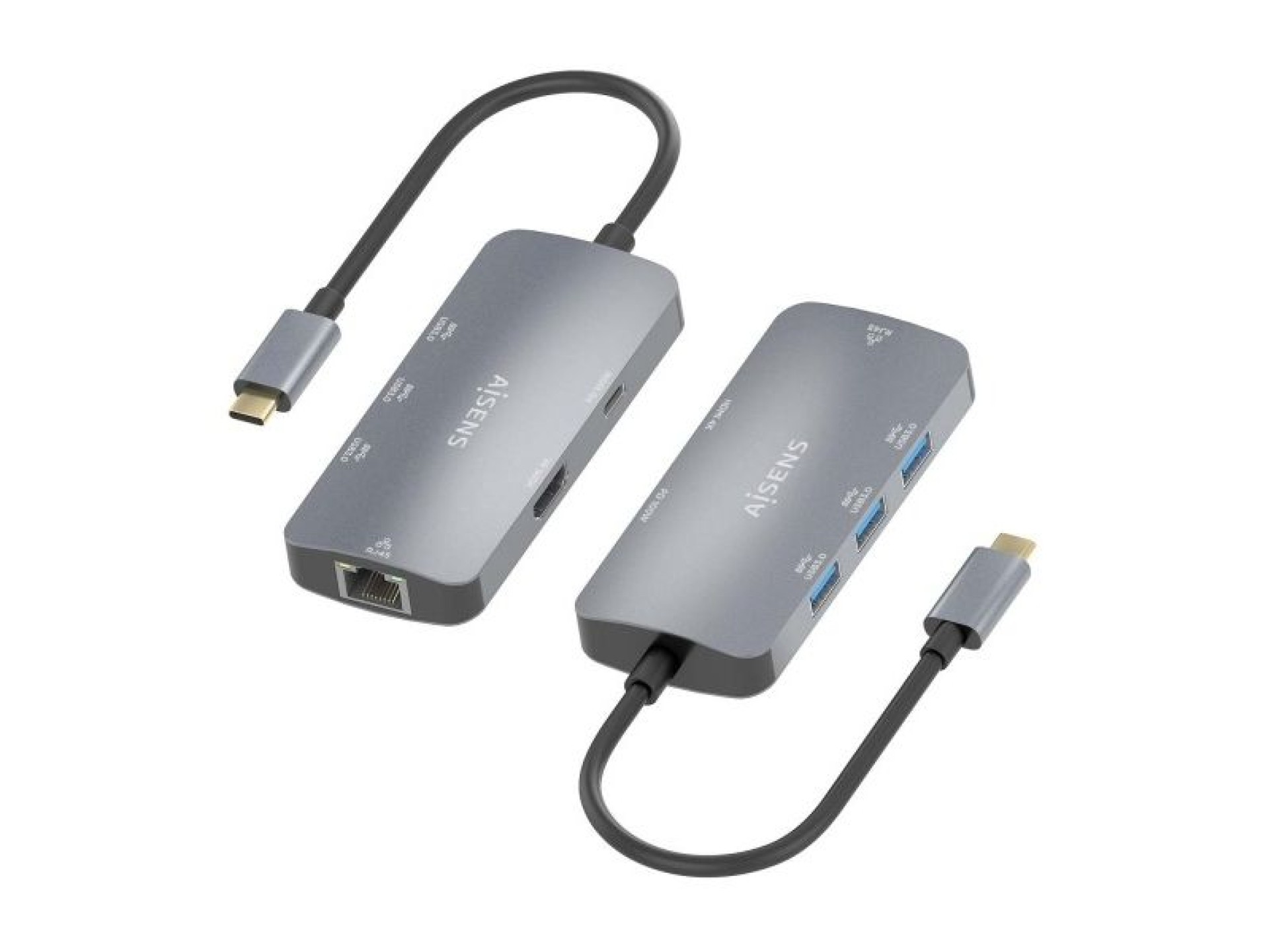 Docking USB Type-C Aisens ASUC-6P019-GR/ 1xHDMI 4K/ 3xUSB/ 1xRJ45/ 1xUSB Type-C PD/ Cinza