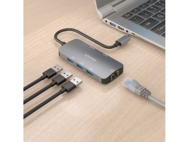Docking USB Tipo-C Aisens ASUC-6P019-GR/ 1xHDMI 4K/ 3xUSB/ 1xRJ45/ 1xUSB Tipo-C PD/ Gris