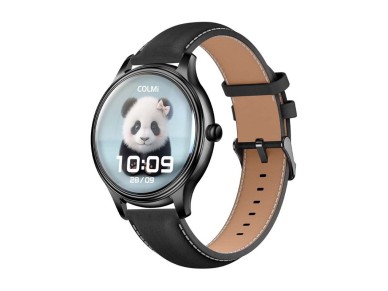COLMI L28 Smart Watch (black silicone + black leather strap)