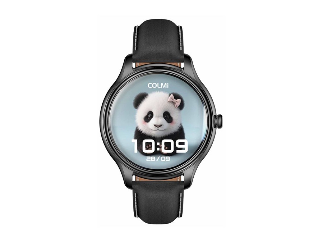 COLMI L28 Smart Watch (black silicone + black leather strap)
