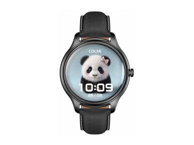 COLMI L28 Smart Watch (black silicone + black leather strap)