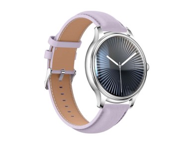 Rel�gio inteligente COLMI L28 (prateado-roxo + pulseira de couro roxa)