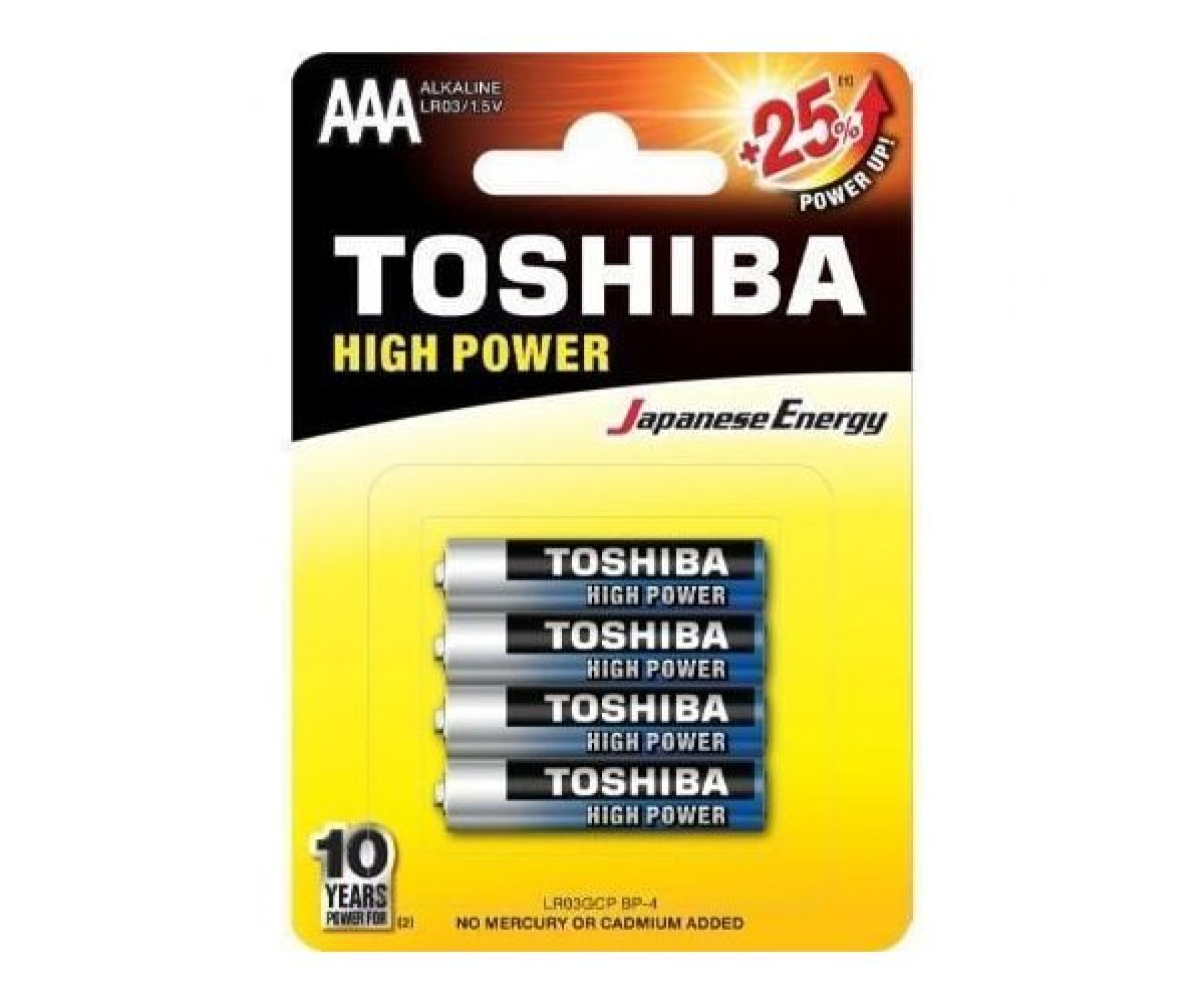 Pack of 4 Toshiba High Power AAA Batteries LR03/ 1.5V/ Alkaline