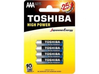 Pack of 4 Toshiba High Power AAA Batteries LR03/ 1.5V/ Alkaline