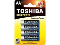 Pack of 4 Toshiba High Power LR6 AA Batteries / 1.5V / Alkaline