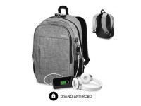 Mochila Subblim Urban Lock para Port�tiles hasta 16"/ Puerto USB/ Antirrobo/ Gris