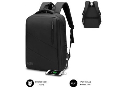 Mochila Subblim City Backpack para Port�tiles hasta 15.6"/ Puerto USB/ Negra