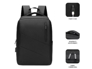 Mochila Subblim City Backpack para Port�tiles hasta 15.6"/ Puerto USB/ Negra