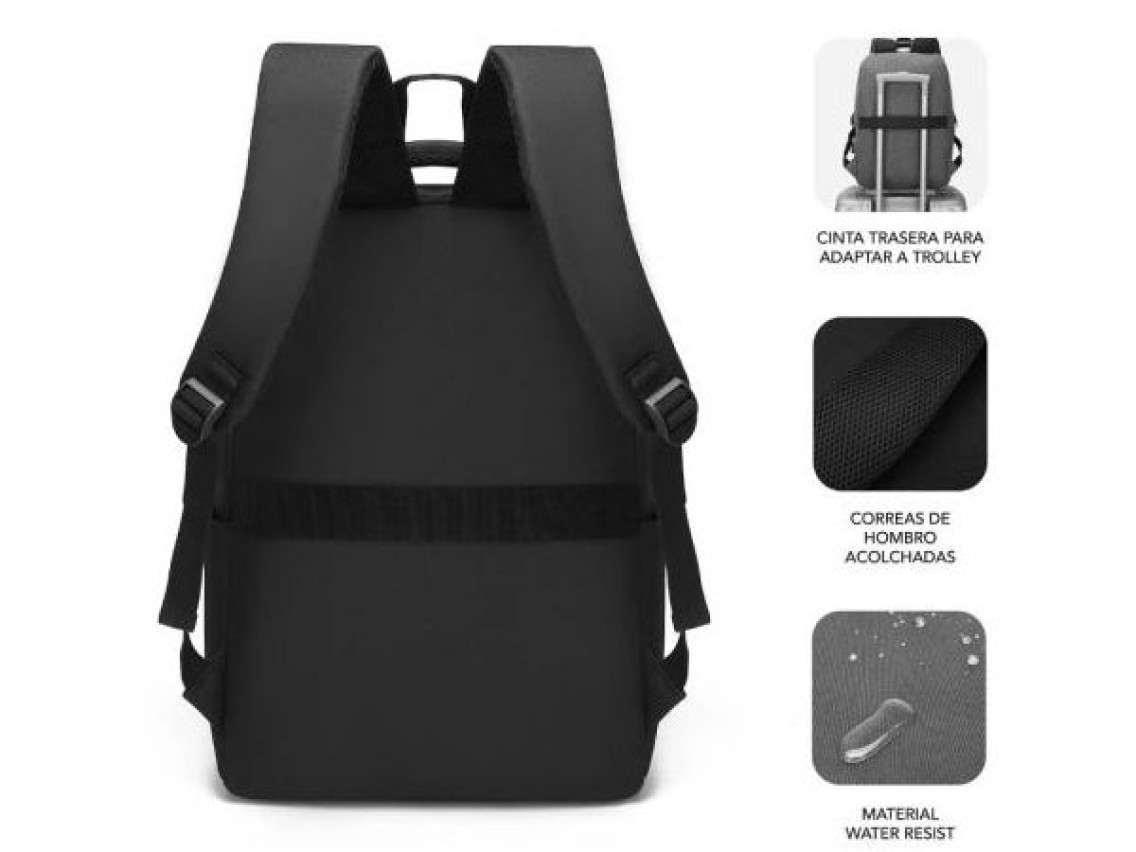 Mochila Subblim City Backpack para Portátiles hasta 15.6"/ Puerto USB/ Negra